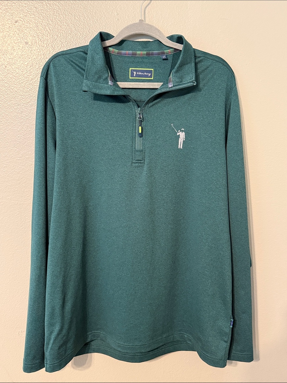 William Murray Golf Mens Large 1/4 Zip Pullover Jacket Heather Green Flop Shot